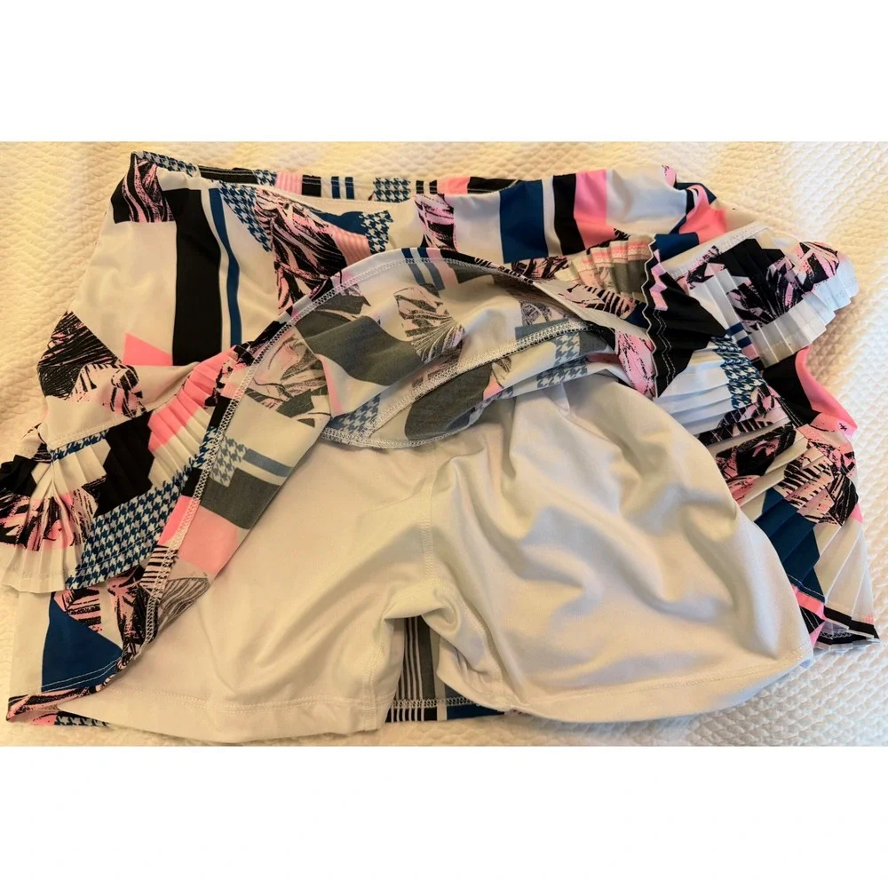 Tail Womens Tennis Golf Skort Pink Navy Geometric Pleated Ruffle Athletic  S‎